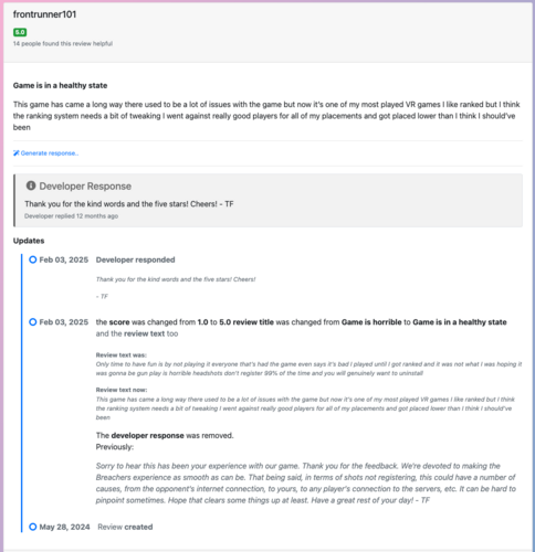 Gameplainer Reviews - Review changes tracked and searchable only on Gameplainer.com
