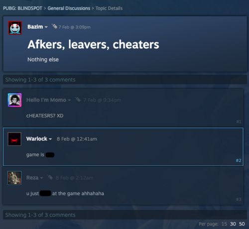 PUBG BLINDSIDE - Forum post that went on to become a negative review