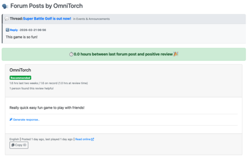 Super Battle Golf - Success in the Forums